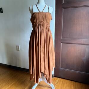 MIA JOY | Joyfolie Miley Boho Midi Dress in Rust Orange | Medium